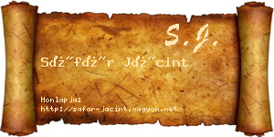 Sáfár Jácint névjegykártya